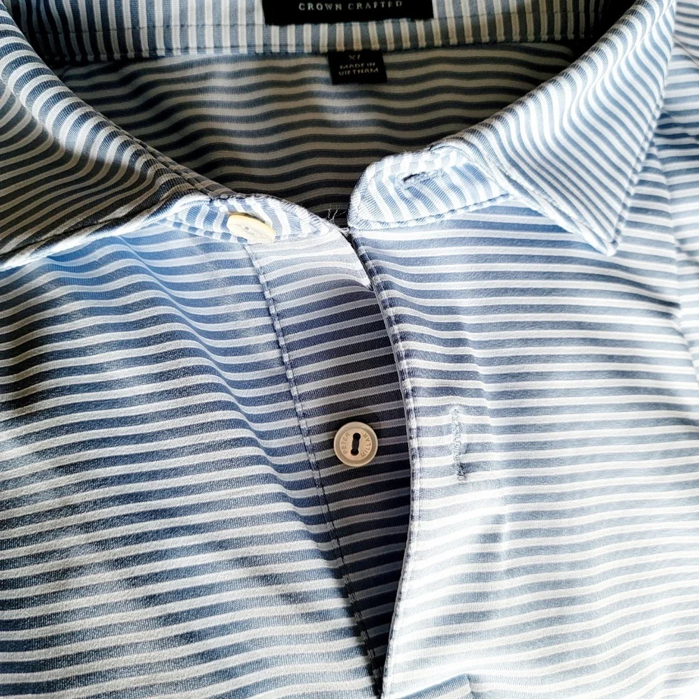 Peter Millar Crown Crafted Tempo Performance Polo XL – Blue Stripe - Picture 6 of 8